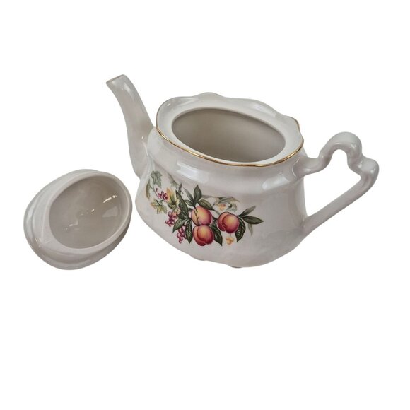 Arthur Wood And Son Teapot Porcelain Floral Gold Trim Staffordshire England 6404 - Picture 6 of 10